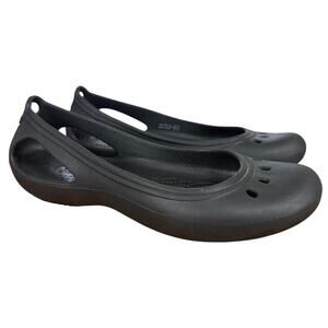 Crocs Kadee Womens Black Slip On Round Toe Flats Rubber Comfort Shoes sz 8